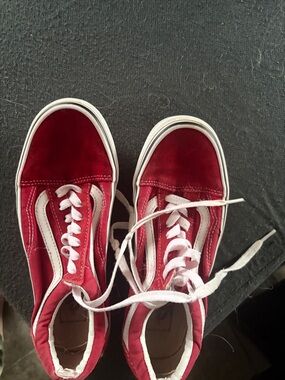 Vans Red Low-Top Sneakers with White Stripes
